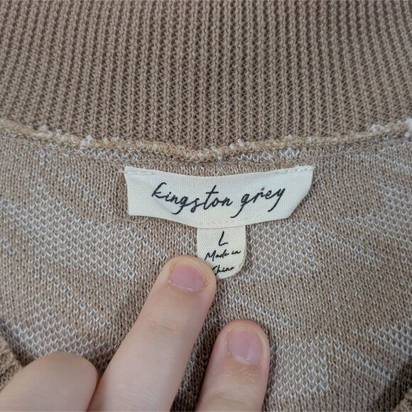 Kingston Grey Tunic Sweater Vest sz L Houndstooth Khaki White 90s Y2K Preppy - Picture 7 of 9